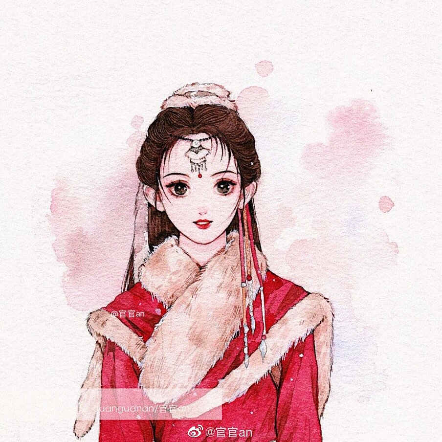 古风人物插画，作者:官官an ​