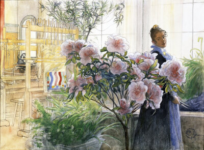 瑞典画家卡尔·拉森（Carl Larsson）终生都在以家庭、妻子和儿女为灵感进行创作，由他呈现在画中的生活，如今被称为“瑞典风格”，是全世界对瑞典、甚至北欧审美想象的源头。时隔百年，我们依然能嗅到画中花艺的清香…