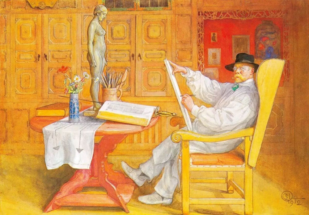 瑞典画家卡尔·拉森（Carl Larsson）终生都在以家庭、妻子和儿女为灵感进行创作，由他呈现在画中的生活，如今被称为“瑞典风格”，是全世界对瑞典、甚至北欧审美想象的源头。时隔百年，我们依然能嗅到画中花艺的清香。 ​​​​