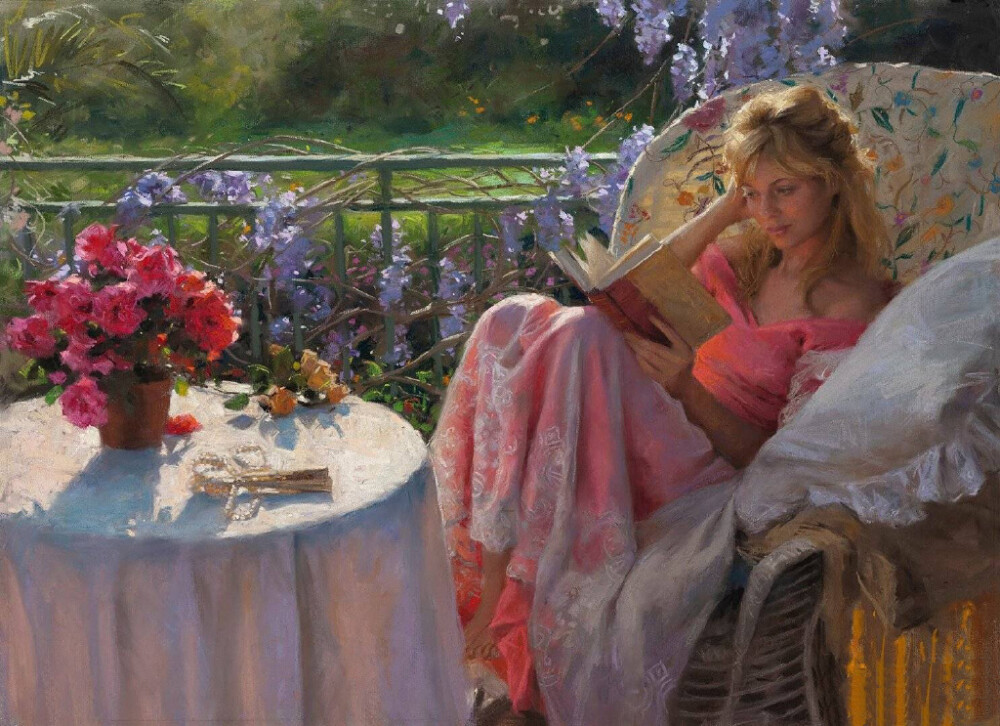 花园 阳光 青草 红花 少女 彩纱......
构成最美的风景[微风]
by Vicente Romero Redondo西班牙艺术家1956~