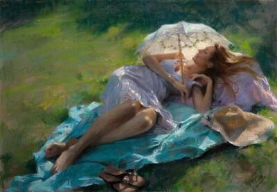 花园 阳光 青草 红花 少女 彩纱......
构成最美的风景[微风]
by Vicente Romero Redondo西班牙艺术家1956~