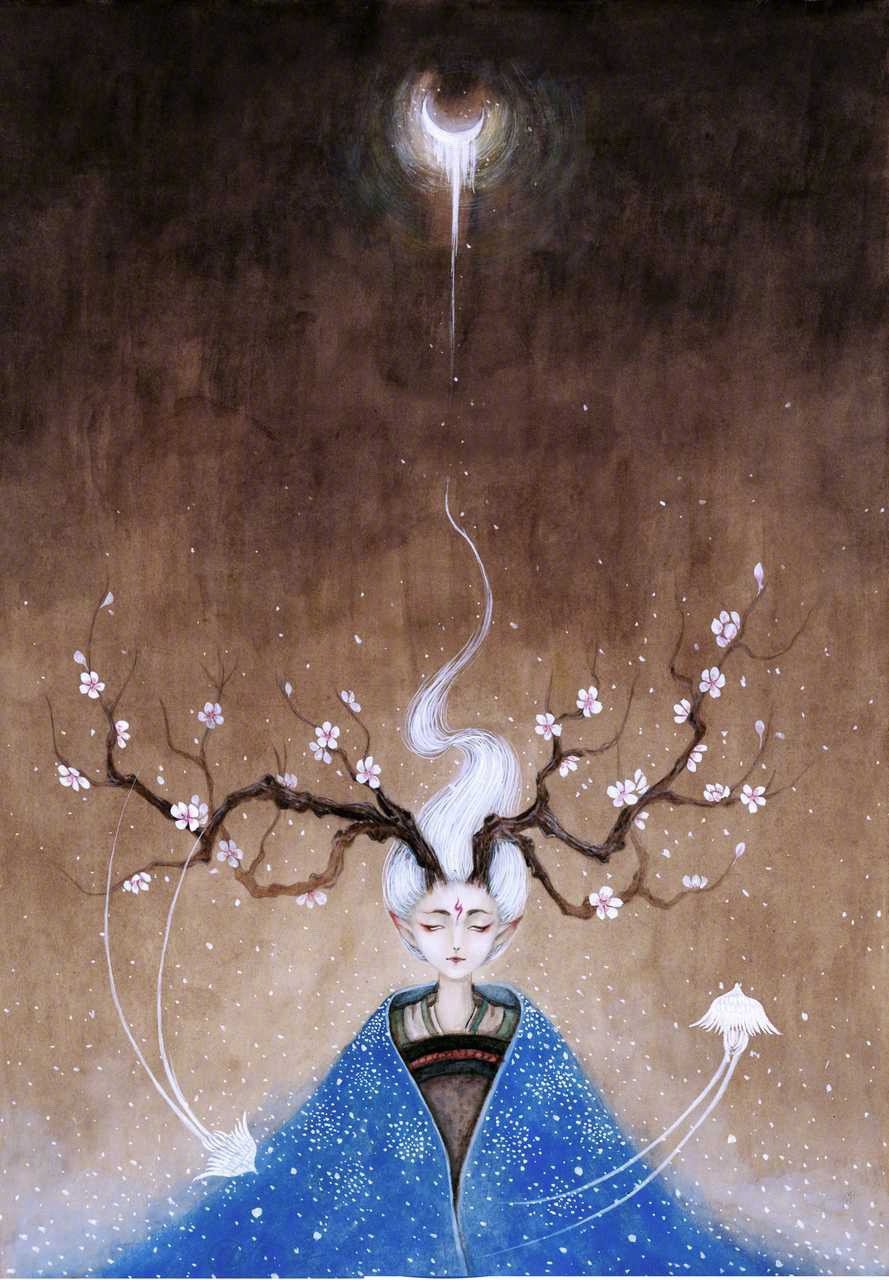 应是天仙狂醉,乱把白云揉碎. 画师:舍溪