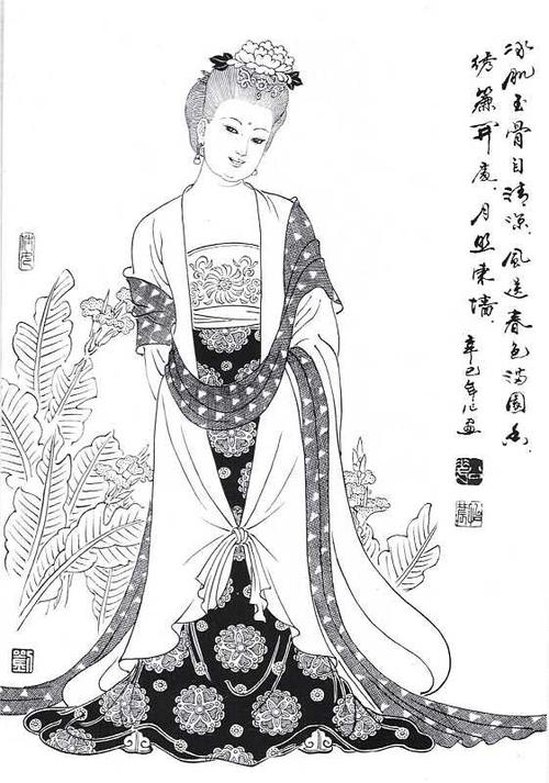 白描仕女