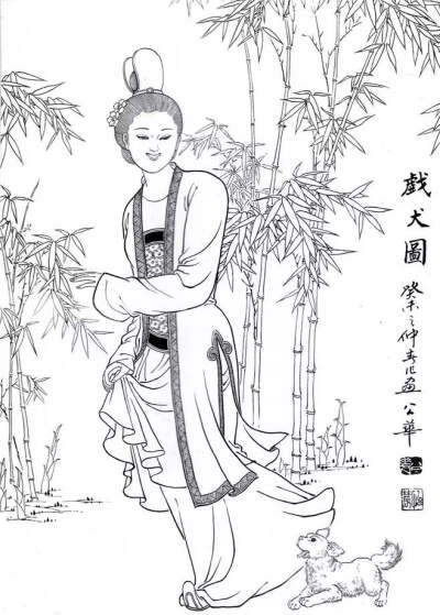 白描仕女