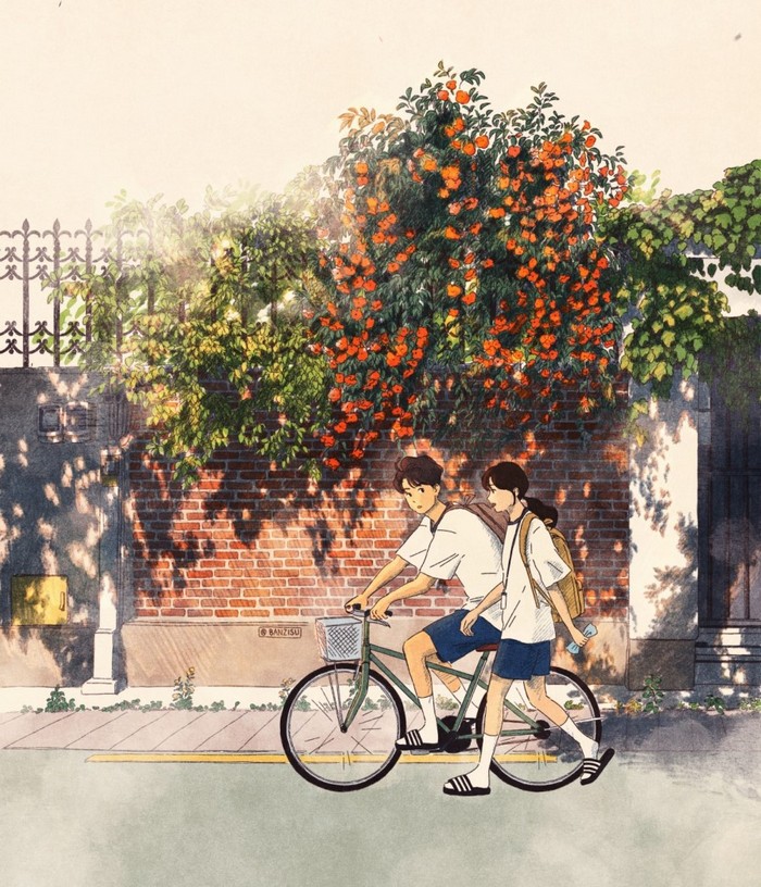 在生活中散步 ~~ 韩国画师banzisu喜欢记录散步时看到的风光场景,人物