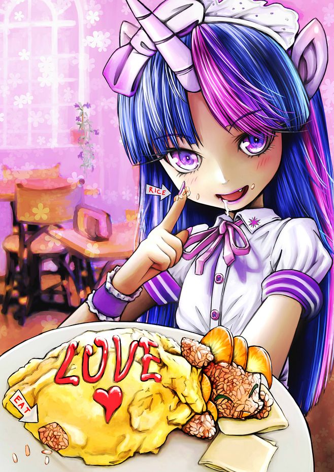 mlp Twilight Human maid and Pinkie Pie Omurice（MLP人类女仆暮光和萍琪派蛋包饭）
【作者：skyshek】