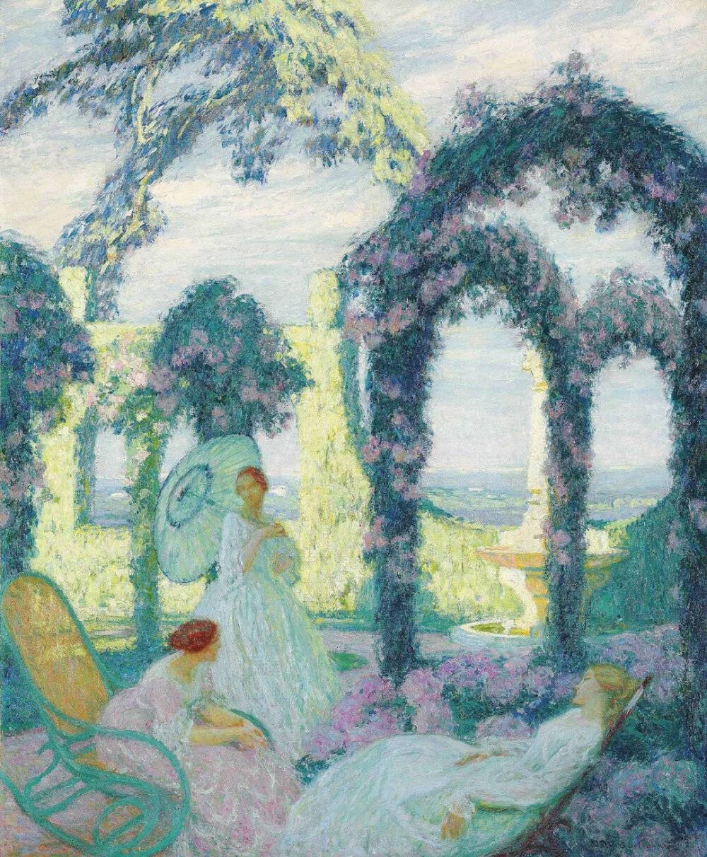 法国画家Octave Denis Victor Guillonnet（1872-1967）笔下浪漫的花园。 ​​​