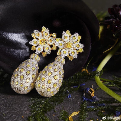 黄钻 花朵 耳坠