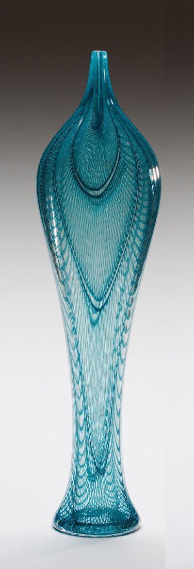 &quot;Sage Iris Form&quot; Art Glass Vessel Created by Kenny Pieper