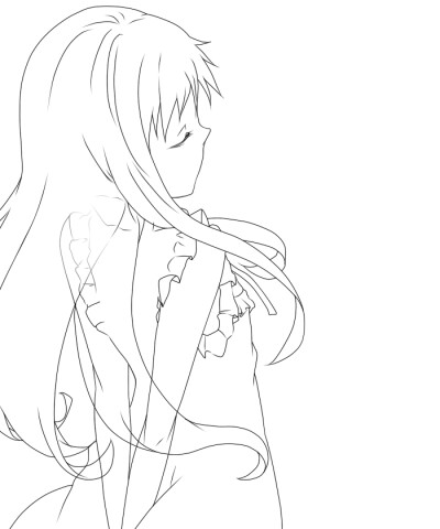 人物线稿黑白动漫素材手绘