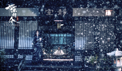 [cp]【令·影】#魏无羡蓝忘机雪夜谈心#
#陈情令# 静室琴声遥，埋雪风华貌。 ​​​[/cp]