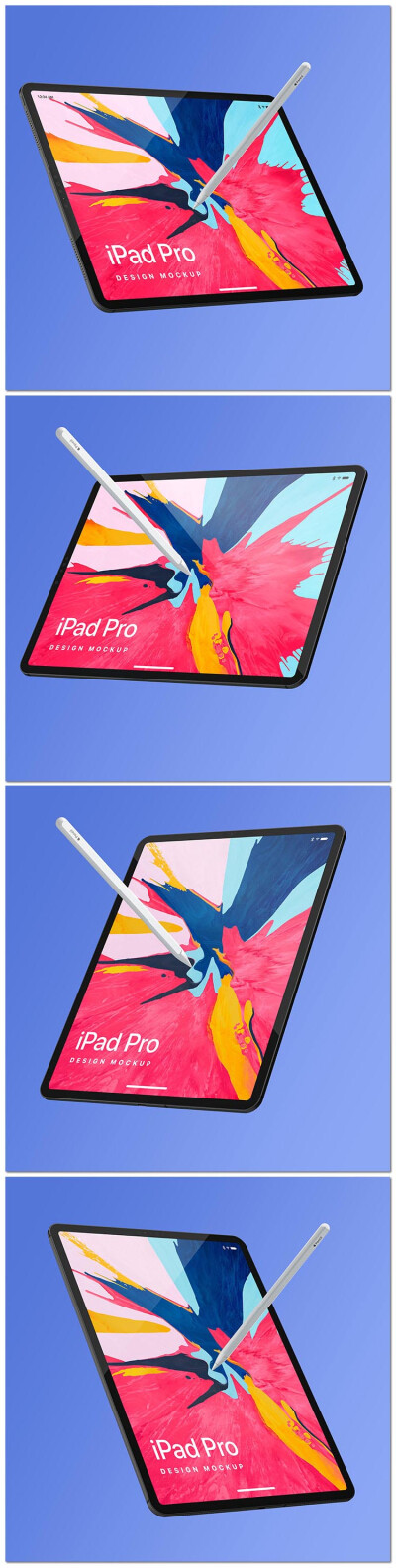 4张苹果平板电脑iPad Pro产品摄影展示样机贴图海报psd模板素材设计