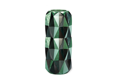 Granate Green Small - Cravt Original : Vase, GRANATE GREEN SMALL, coloured silverleaf dark grey S2467, grey lacquer S2464, light blue lacquer S2442, base white crackshell S2396 in light green S24080, …