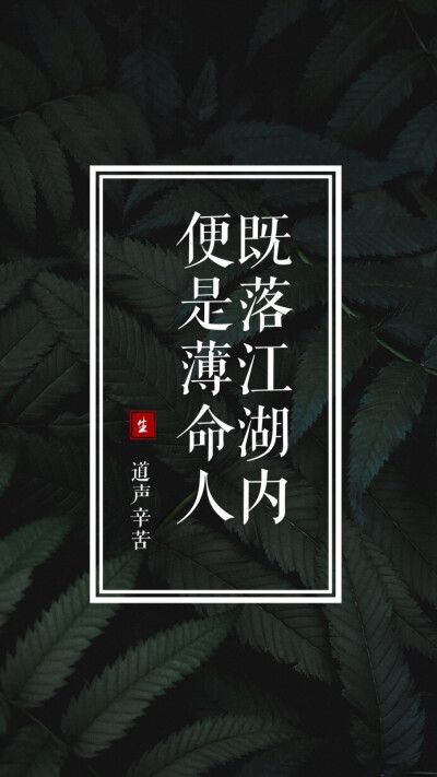 既落江湖内，便是薄命人