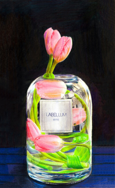 彩铅【郁金香瓶花】