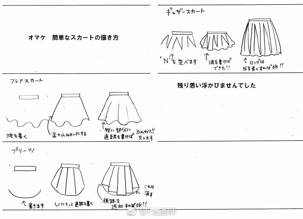 各种女式服装的绘法，P站画师：電気うなぎ，pid=9667491 ​​​