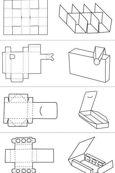 包装盒形结构图 需转~ ​