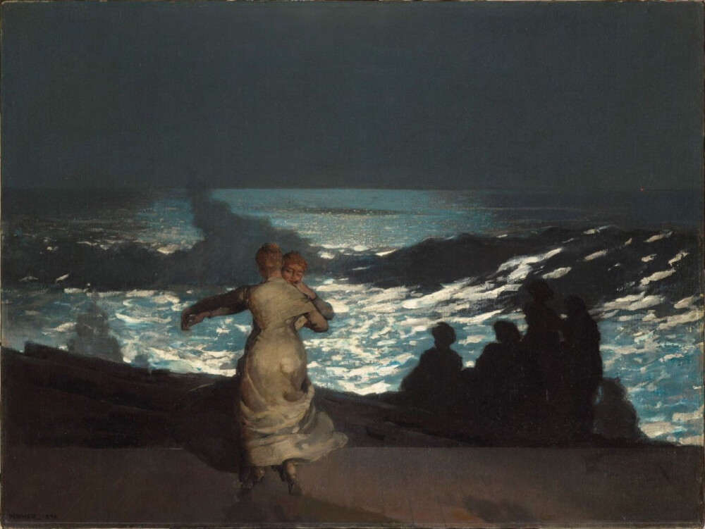 一个夏夜,1890年(美国画家温斯洛·霍默作品)