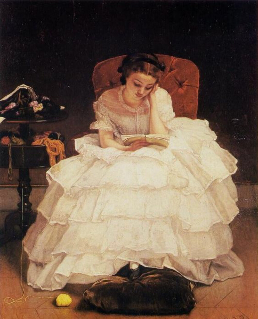 读书的年轻女子,1856年(比利时画家阿尔弗雷德·埃米尔·利奥波德