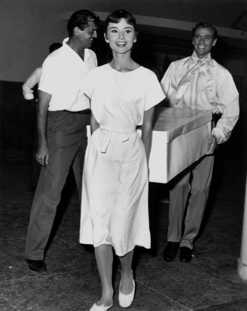 Audrey Hepburn and her husband Mel Ferrer during the filming of War and Peace (1956)