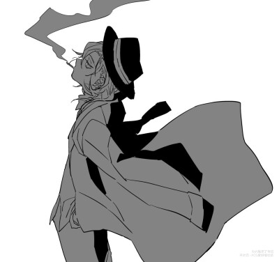 【文豪野犬 中也 黑白 头像 插画】
2
帅气的chuya~
绘师：twi:@nijiaka_soko