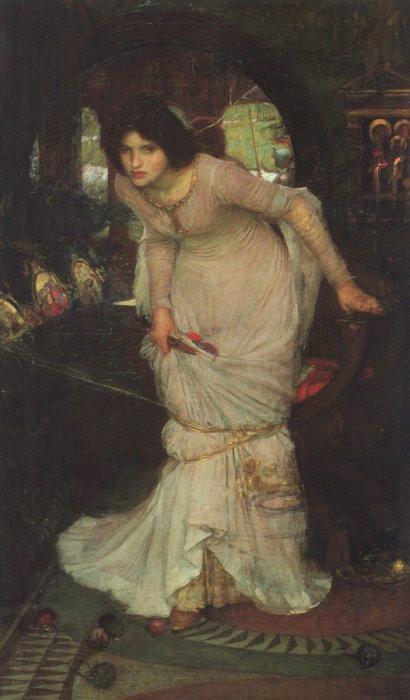 John William Waterhouse，1849年4月6日—1917年2月10日，英国新古典主义与拉斐尔前派画家，皇家美术学院会员。以其用鲜明色彩和神秘的画风描绘古典神话与传说中的女性人物而闻名于世。
他生于意大利,小时候取了一个意大利语外号叫“尼诺”，父母都是英国画家。对东方神秘文化和宗教、风俗显露出极大的兴趣。他的绘画构成以雅致见长，极富浪漫主义的特质。从古希腊、罗马的古典神话中获取滋养，创作出具有中世纪梦幻般神秘感和宗教情绪的作品。