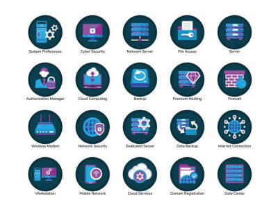 100个Web主机数据库管理云托管和架构数据仓库插画图标素材模板设计