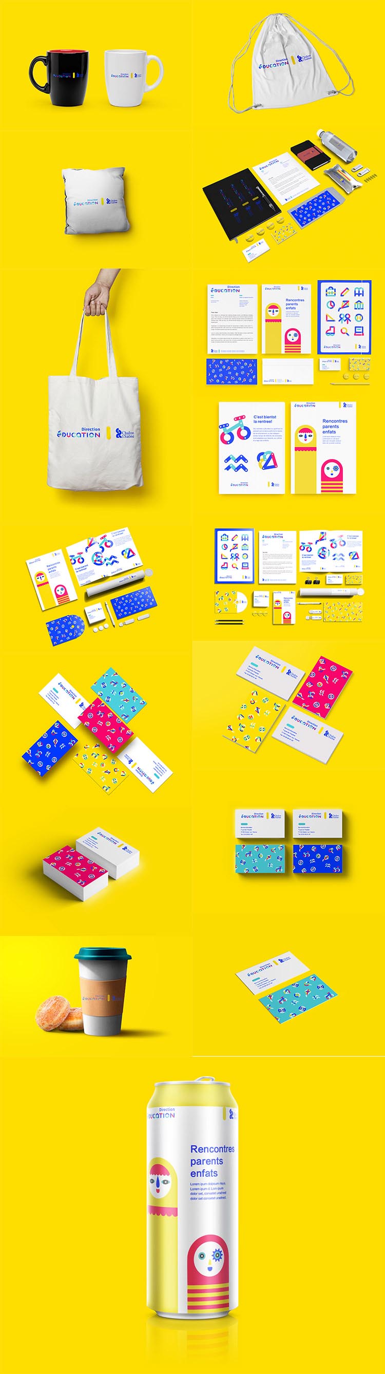 30张创意学校大中小学院VI设计排版模板PSD全套logo名片包装贴图样机