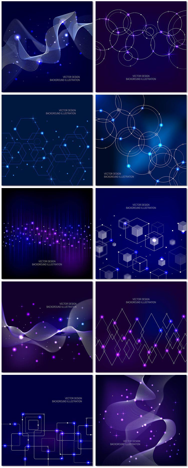 10张科技感几何未来商务图形抽象星空商业线条矢量背景素材模板设计