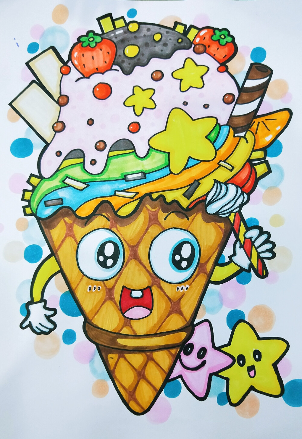 简单的儿童画冰淇淋图片