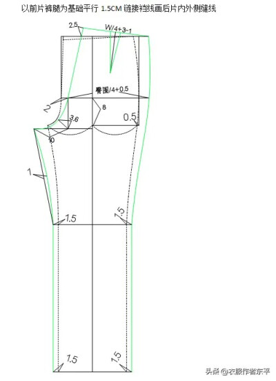 女裤原型制版图方法及步骤：
