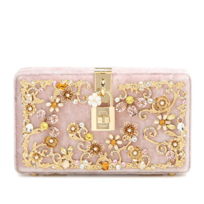 Dolce embellished velvet box clutch : Dolce pink embellished velvet box clutch