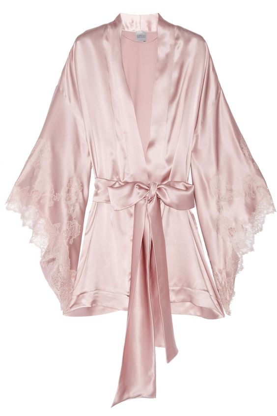 CARINE GILSON Thème Louise lace-trimmed silk-satin kimono robe $1,630 at net-a-porter.com...so cheap! Lol