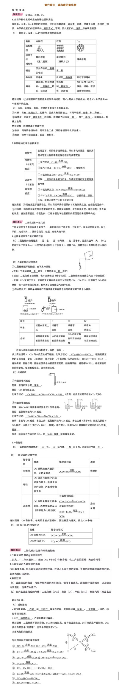 第六单元 碳和碳的氧化物