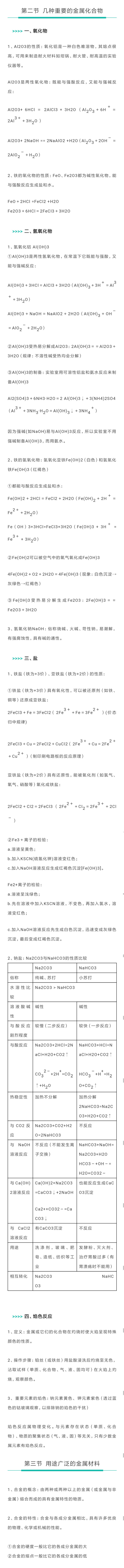 必修一第三章金属及其化合物第二节几种重要的金属化合物第三节用途广泛的金属材料 堆糖 美图壁纸兴趣社区