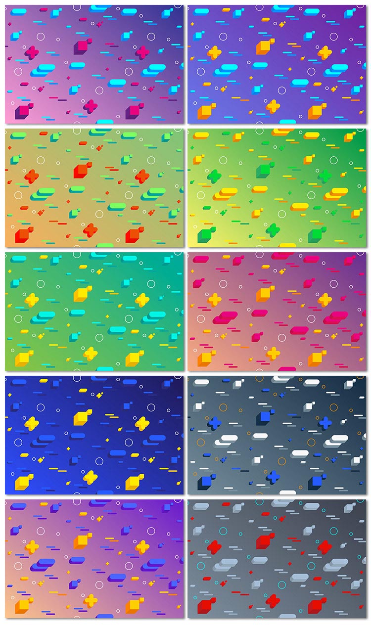 10张3d空间抽象多彩立体几何图形渐变线条背景展板海报设计矢量素材