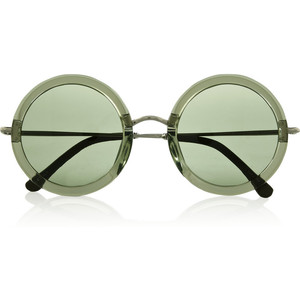 The Row Leather-trimmed round-frame acetate and metal sunglasses