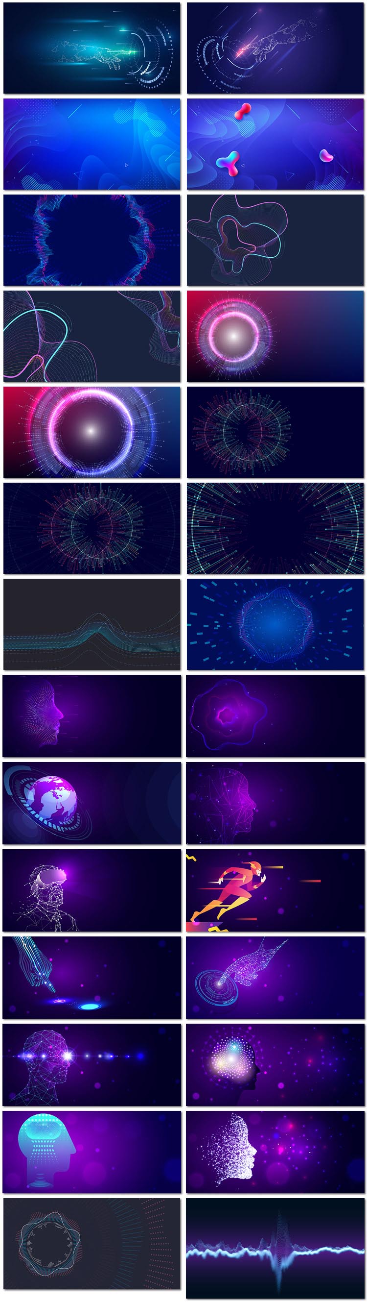 28张科技粒子创意商业网络未来AI智能矢量背景banner海报模板素材设计