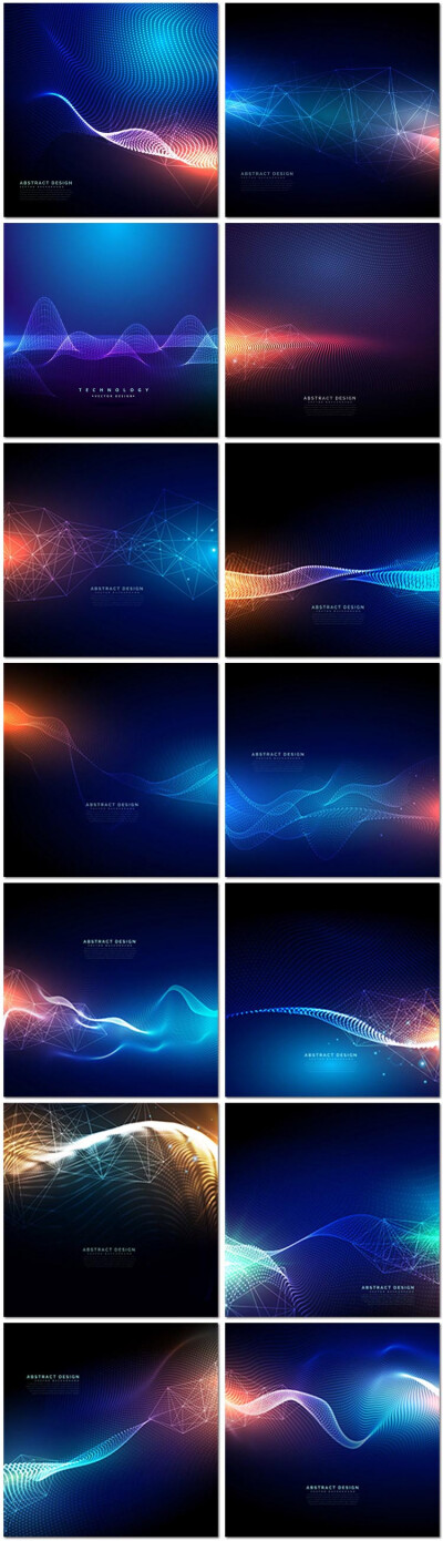 14张科技科幻波动波浪互联网概念动态背景图片矢量海报模板素材设计