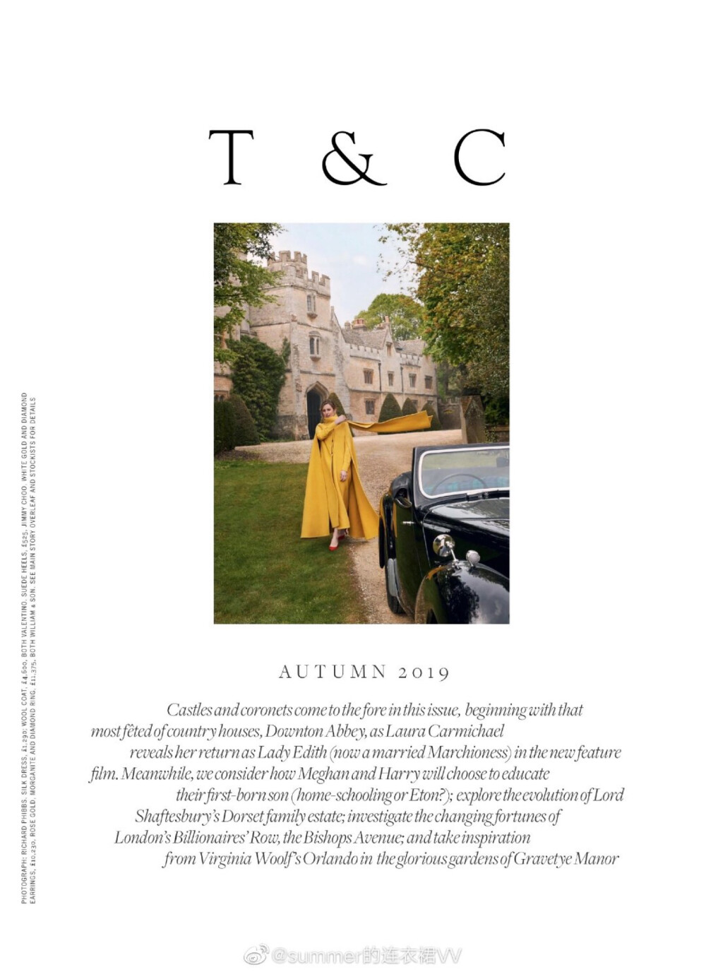 Town & Country UK Autumn 2019. Laura Carmicheal（Lady Edith in Downton Abbey） ​​​