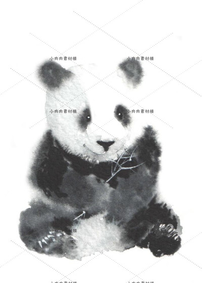 黑白手绘水彩国宝大熊猫特写肖像插画jpg设计素材jpg71