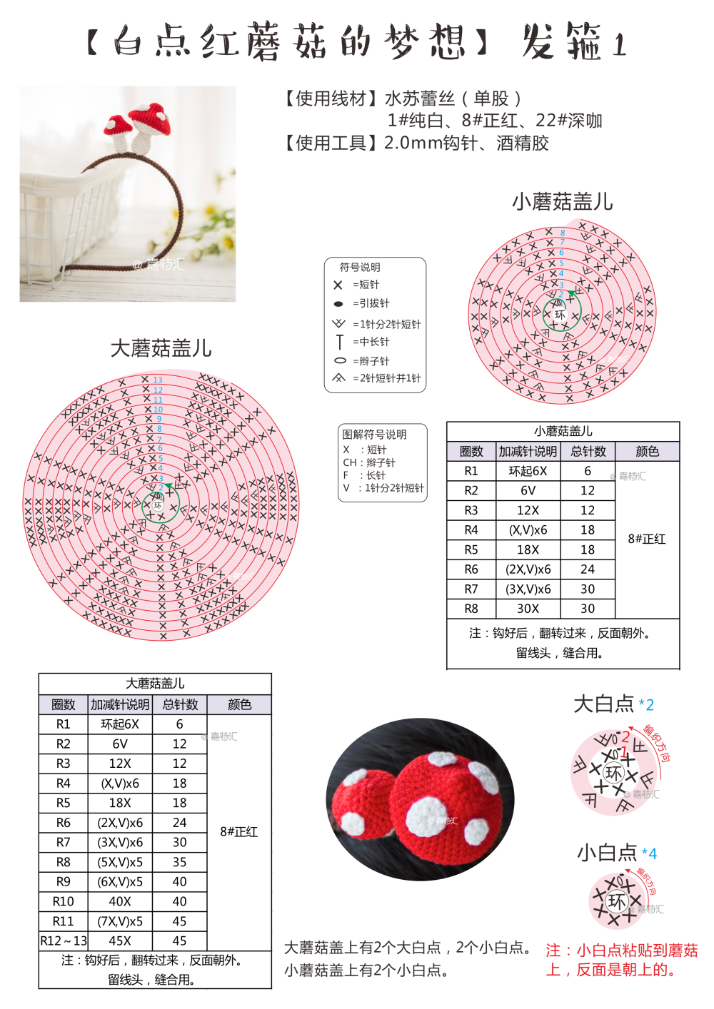 白点红蘑菇发箍