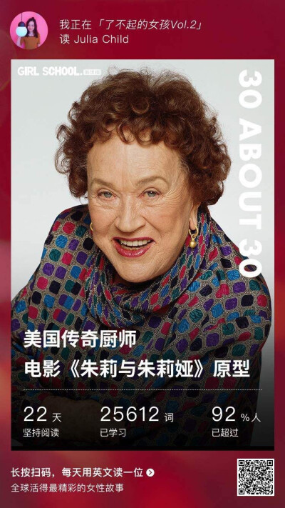 Find something you're passionate about and keep tremendously interested in it. 找到你所热爱，专心投入。—Julia Child