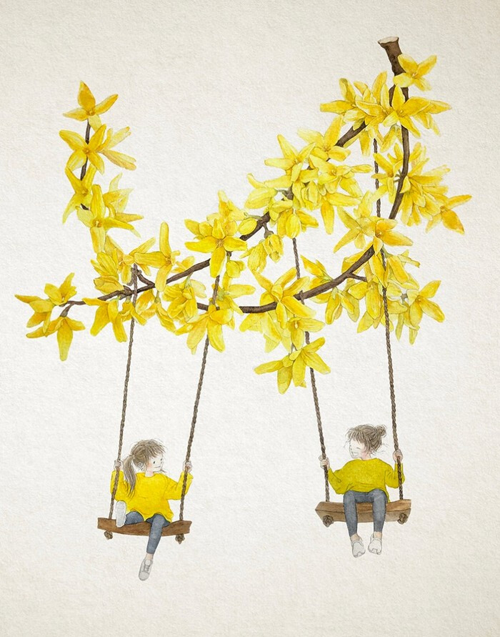 花秋千 插画师rosa作品 堆糖 美图壁纸兴趣社区