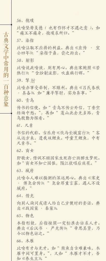 中国古典文学中，最常用的100种意思。
来自微博@最美古风古诗词