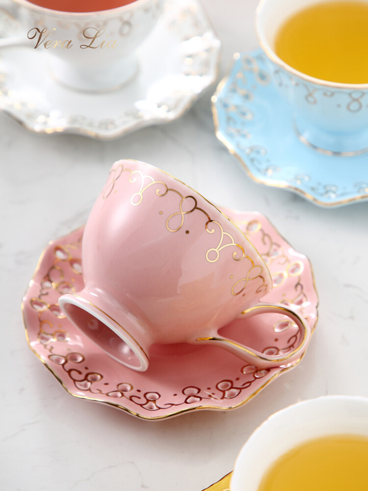 陶瓷家用咖啡杯碟套具欧式小奢华优雅红茶杯子英式下午花茶具套装