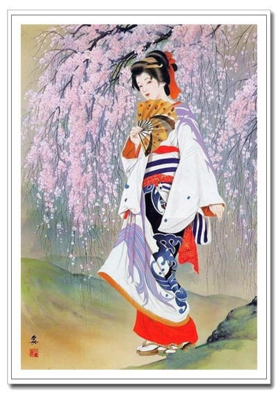 森田春代是生活在明治-昭和年间的日本女画家，她把独特的日本浮世绘与西洋绘画相融合，描绘出雅致而美丽的日本女性形象， 尤其是对日本和服的造型和细节非常地道讲究。她画的仕女人物娇俏恣意，面目清丽生动，仪态自…