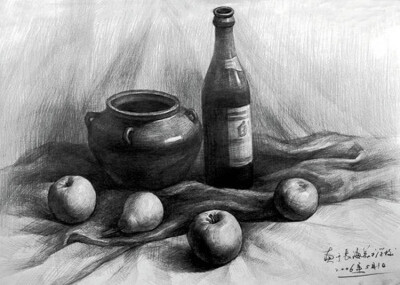 素描几何体静物