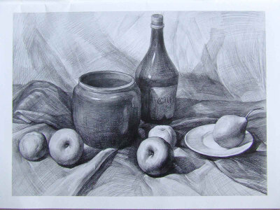 素描几何体静物