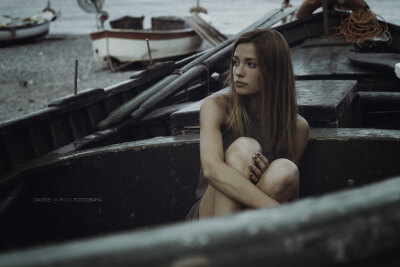 People 2048x1365 women portrait model redhead brown eyes looking into the distance profile boat Davide Lauriola beach brunette looking away sitting